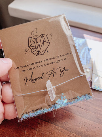 Magical As You Quartz Crystal Cord Carded Bracelet Giftable