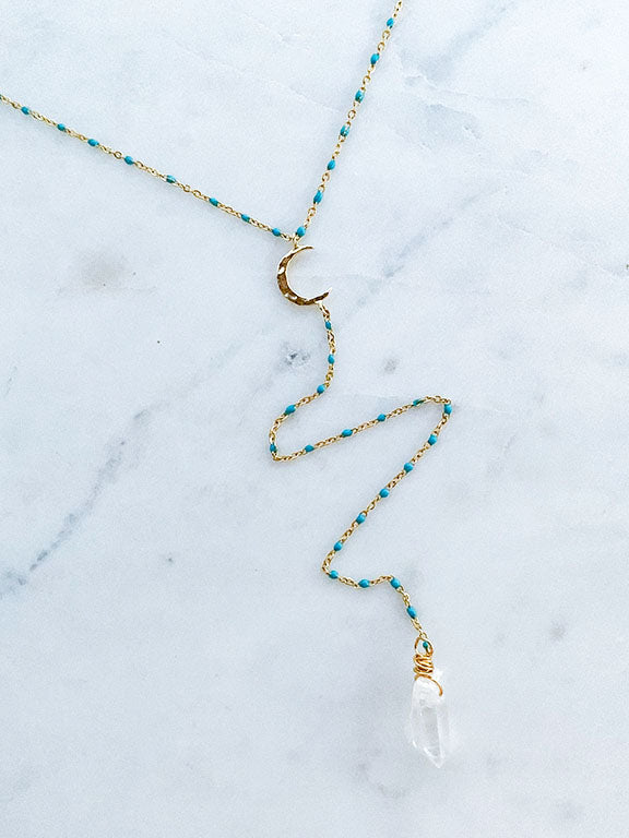 Quaintrelle Moon Dreamer Quartz Crystal Drop Necklace