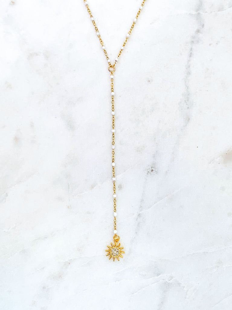 Quaintrelle White Sun Drop Charm Necklace